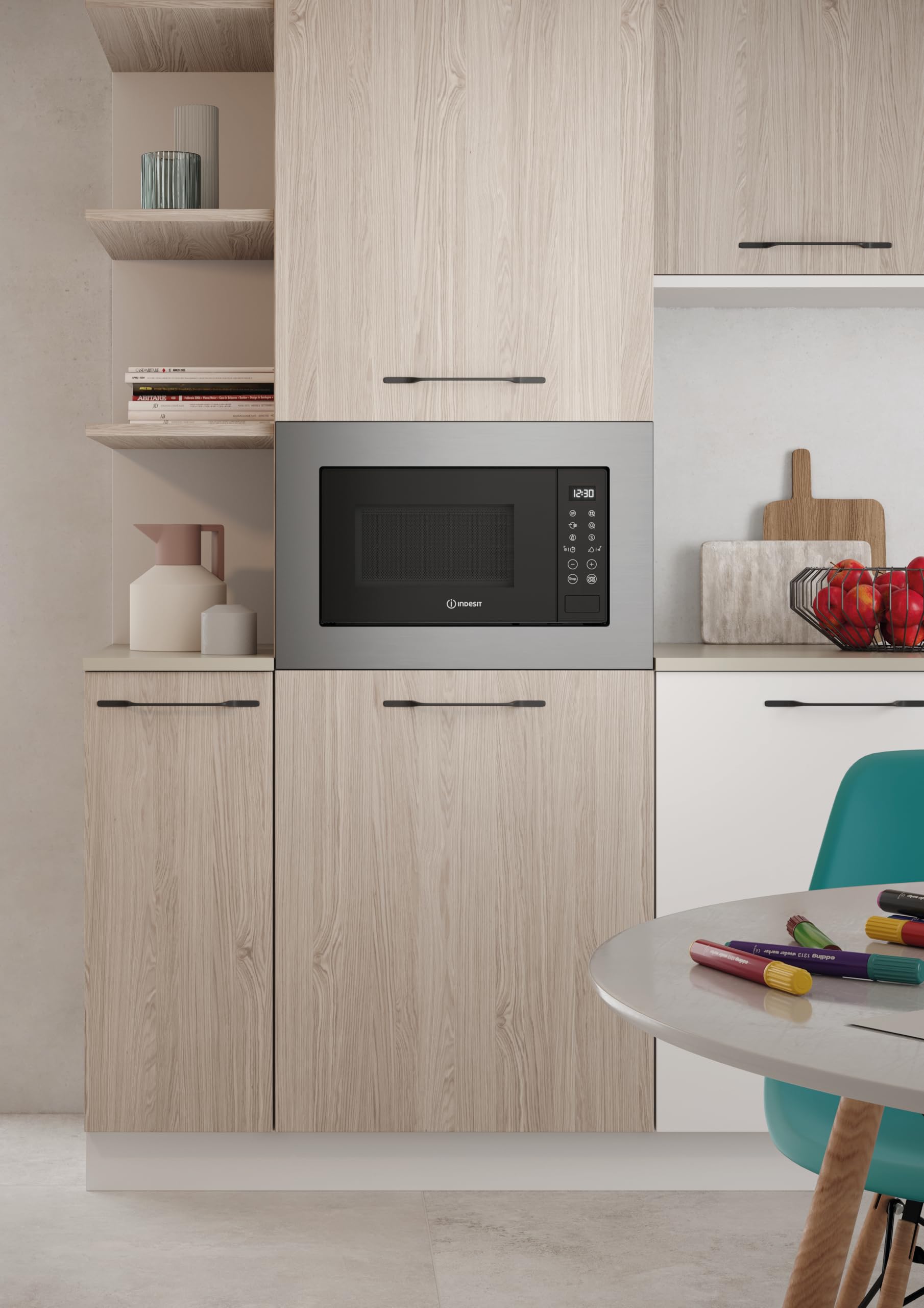 Indesit MWI 120 GX.1 - Microonde Da Incasso Con Grill Da 20L. Potenza Massima Microonde 800W, Potenza Grill 1000W. Sicurezza Bambini, Push And Go, Auto Cook, EasyCleaning 39 x 59,4 x 34,9 cm