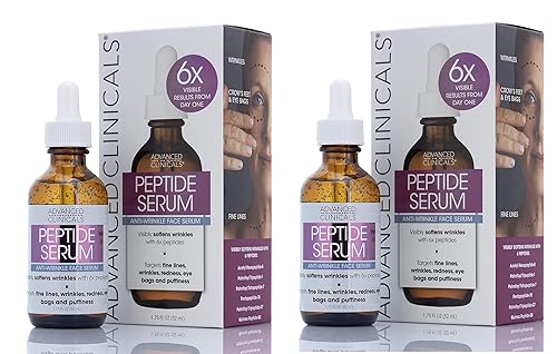 Advanced Clinicals Peptide - Suero facial hidratante para el cuidado de la piel para la cara arrugas líneas finas e hinchazón Concentrado de