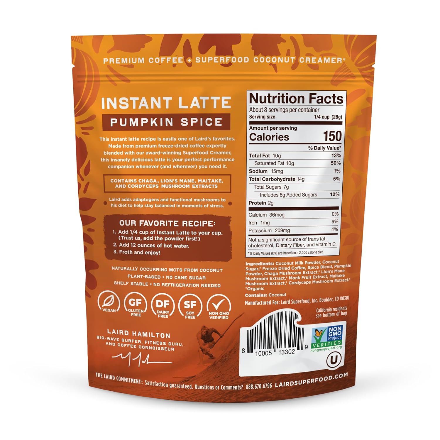 Laird Superfood Seasonal Instant Latte Bundle, Pumpkin Spice and Peppermint Mocha Instant Latte, 8oz