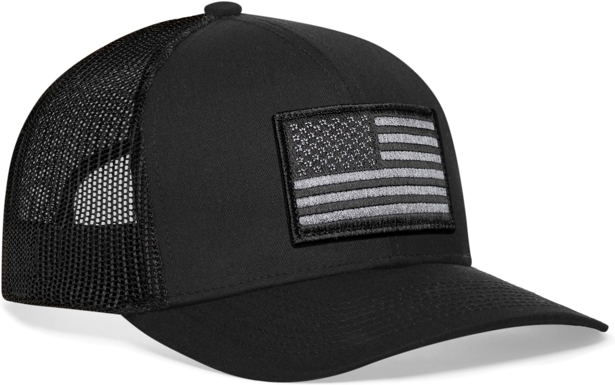 American Flag Hat, USA Trucker Hat for Men & Women, Adjustable Baseball Cap, Mesh Snapback, Durable Outdoor Black Hat