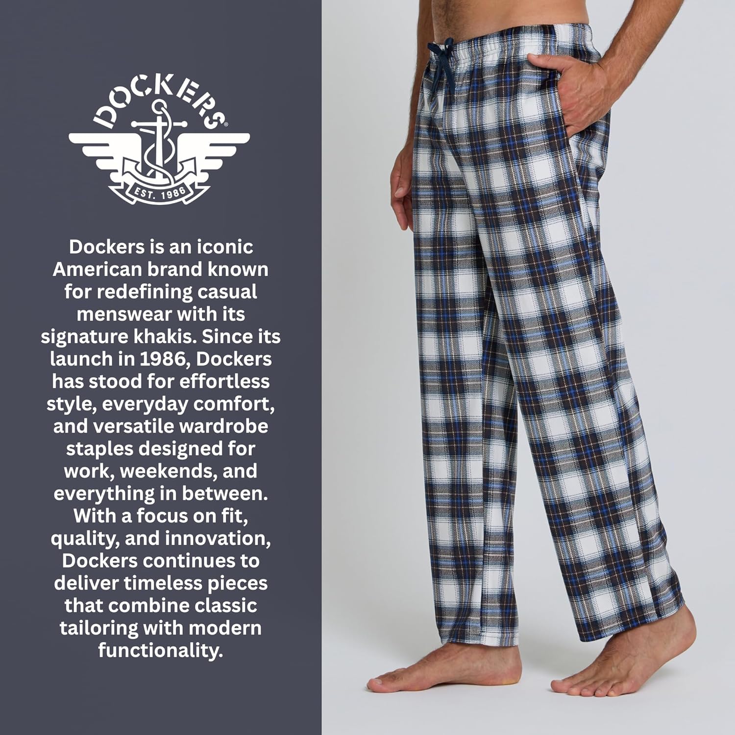 DOCKERS Mens Pajama Pants Mens PJ Pants Fuzzy Lounge Pant Plaid Soft Fleece Pajama Bottoms - Image 7