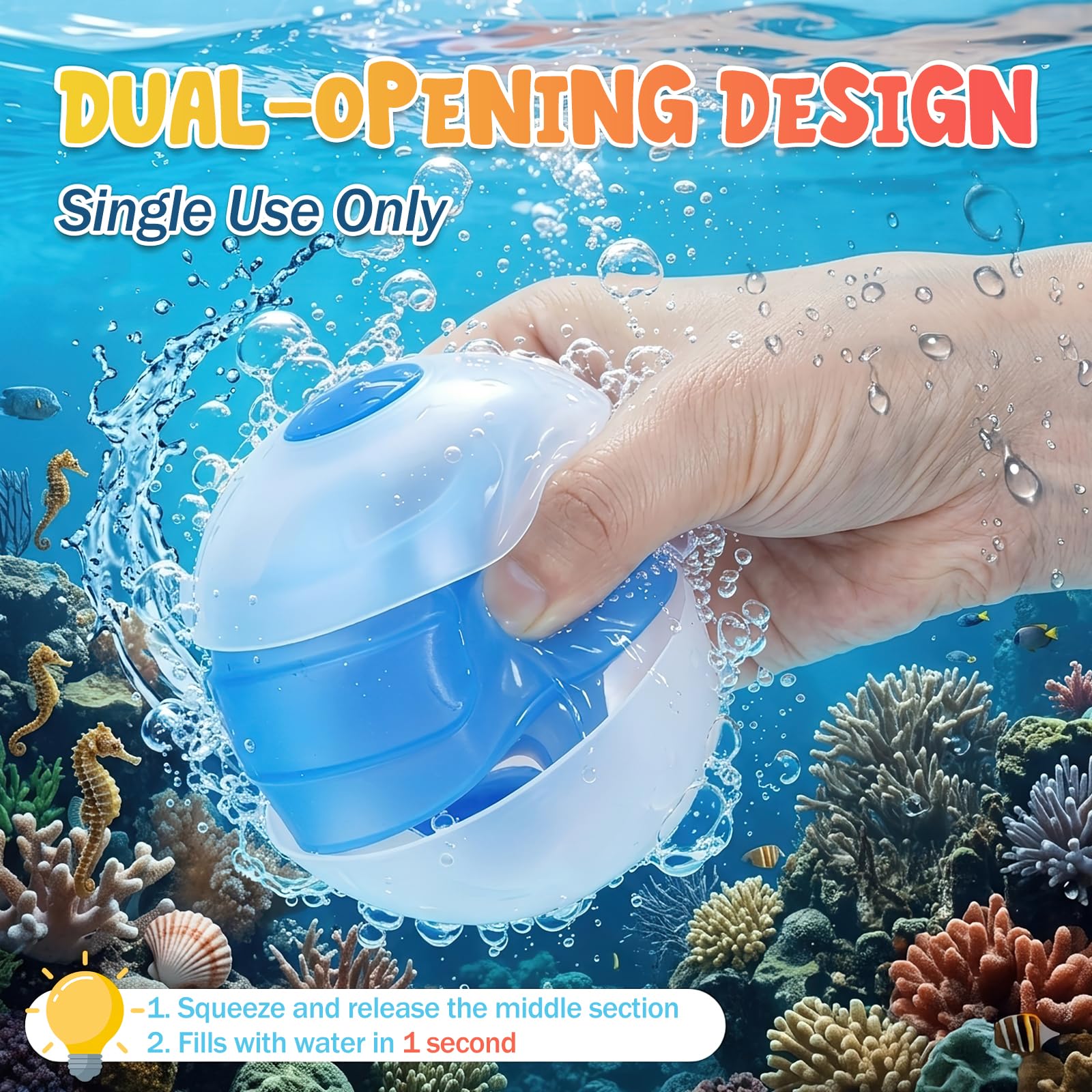 18 Stück Wiederverwendbare Wasserballons, Eine Sekunde Schnellfüller Wasserbomben Bomben Set, Einfach zu Lagern Pool Spielzeug Wasserball für Sommer, Schwimmbad, Strand, Garten, im Freien