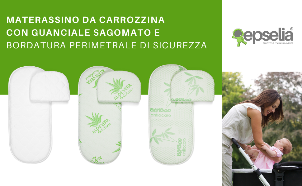 Materassino Per Carrozzina Con Aloe Vera - Certificato EN16890:2017, Anti Soffocamento, Made In Italy - Foto 4