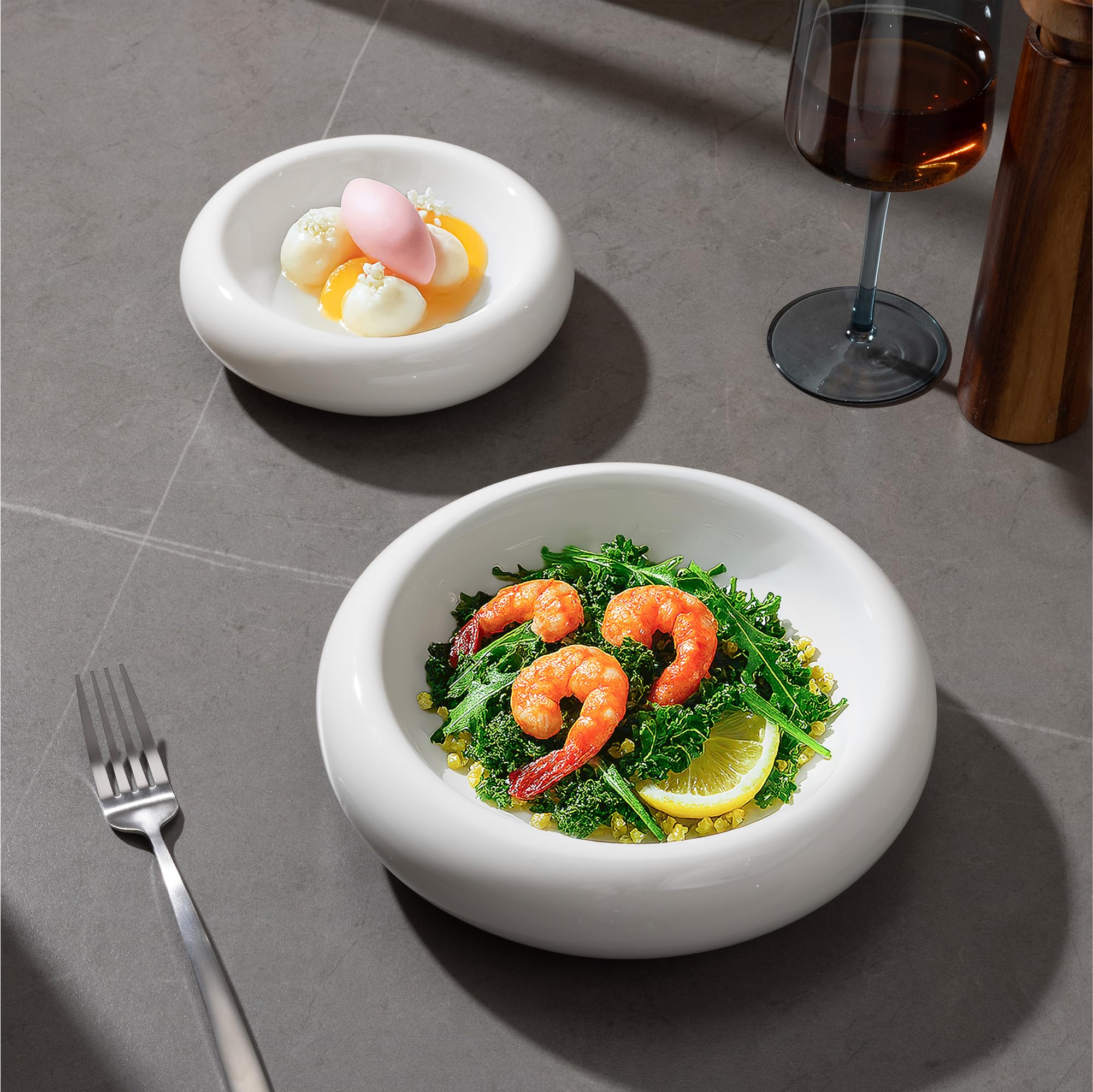 Navaris Keramik Schüssel & Teller Set - 2-teilig In Creme Weiß