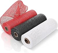 Vista 18 de 3 rollos de malla decorativa de arpillera de poli de 10 pulgadas de ancho, rollos de cinta de malla decorativa de poli para envolver