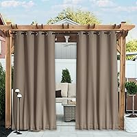 Vista 37 de NICETOWN - 2 paneles de cortinas para exteriores impermeables extra largas de 108 pulgadas para patio, a prueba de viento, ojales en la parte