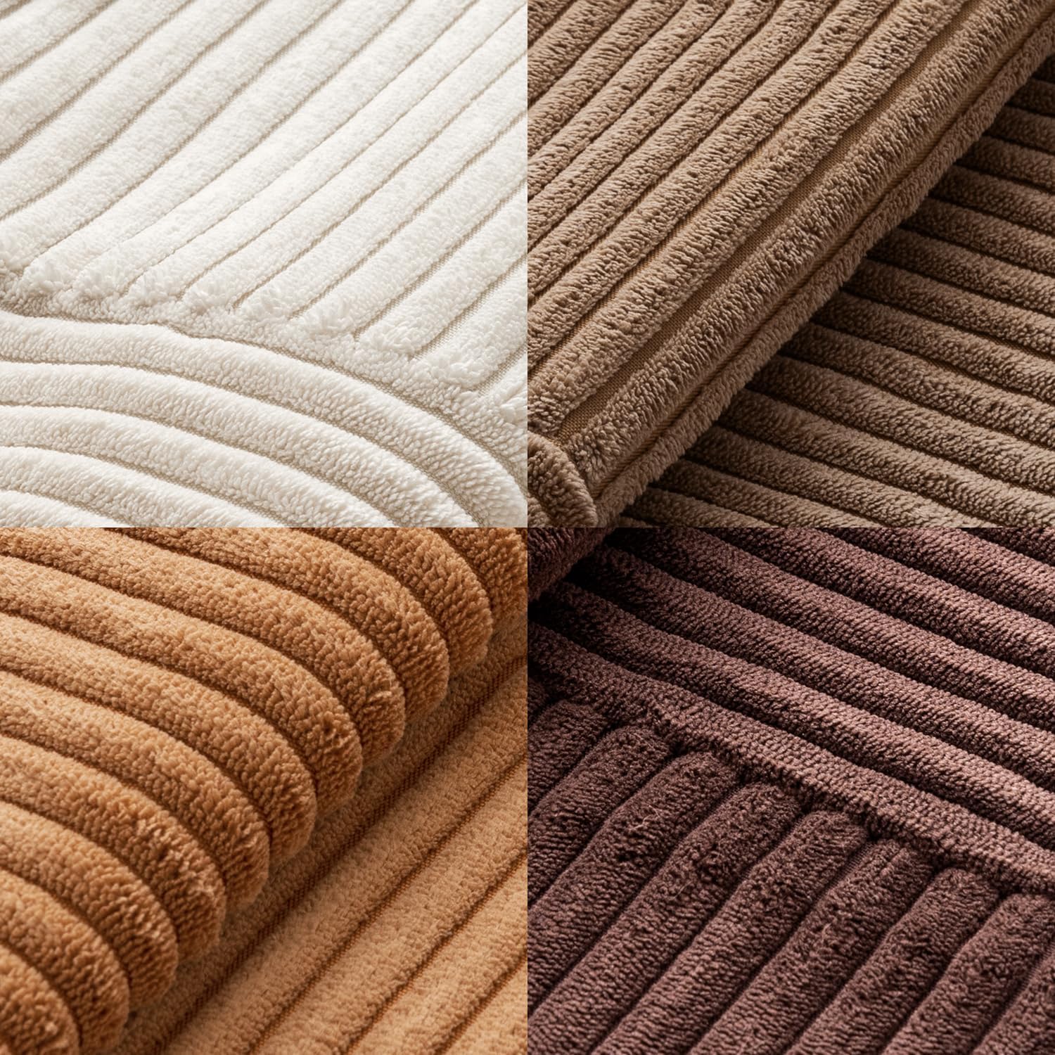 MIULEE Brown Throw Pillow Covers 18x18 Inch Set of 4 Boho Farmhouse Cushion Cases Neutral Gradient Corduroy Pillow Cases with Invisible Zipper Patchwork Home Decor for Couch Sofa Bed