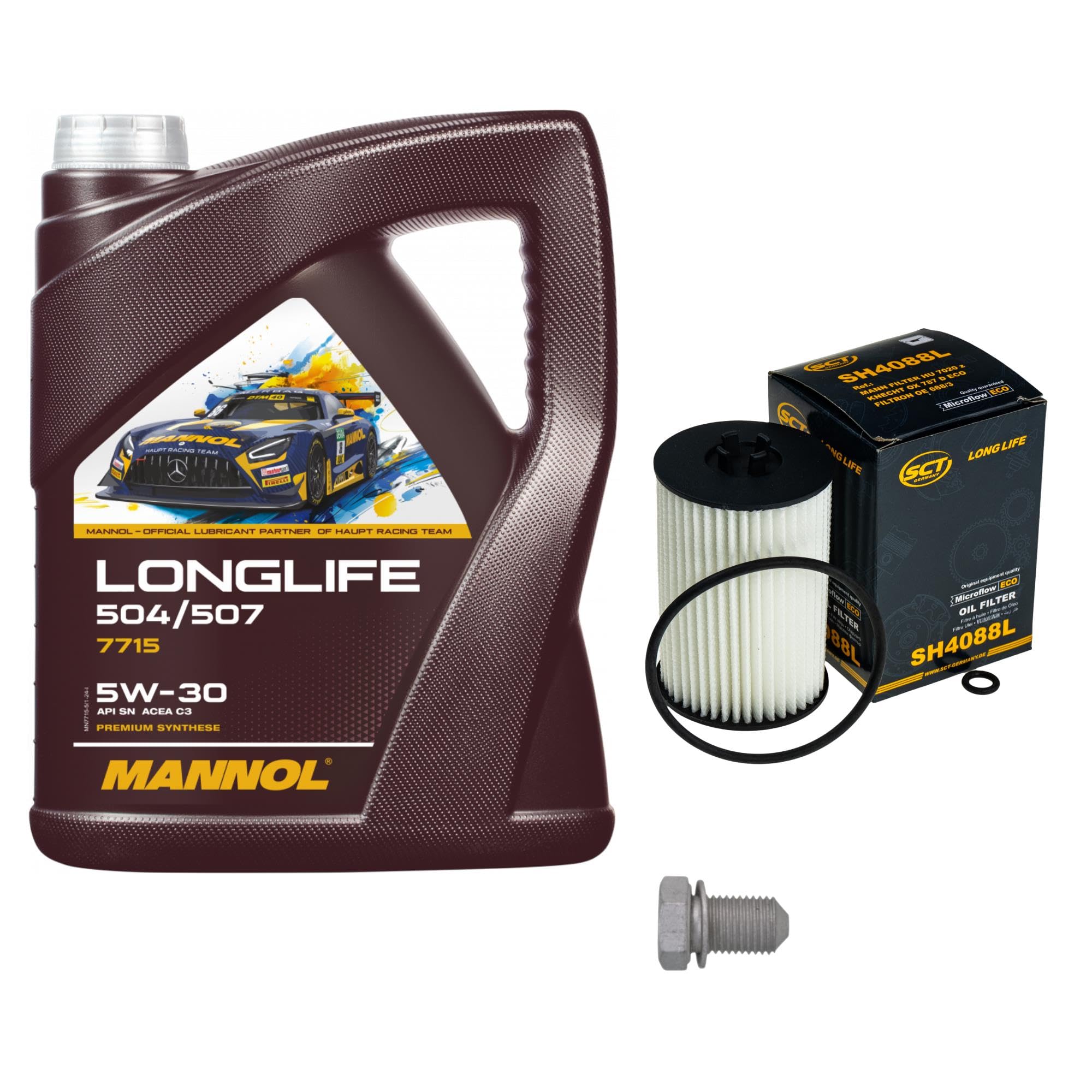 Inspektionspaket Wartungspaket Filterset mit 5 L Motoröl Longlife 5W-30, Ölfilter, Verschlussschraube
