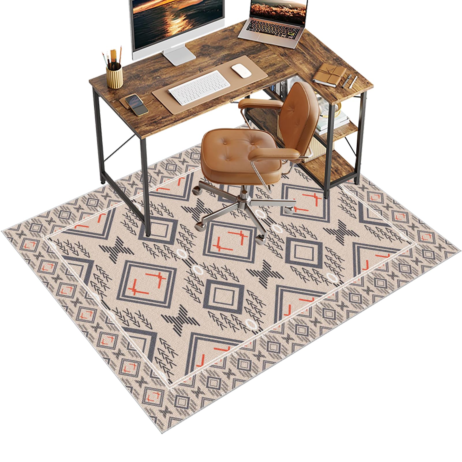 Qesjodfu A-11 Chair Mat For Carpet Floor, 70 X 100 Cm Office Chair Mat For Hardwood Floors, Multi-Purpose Carpet Protector For Home & Office, Desk Chair Mat For Rolling Chair, Anti-Skidding Stop Noise Vintage Rug