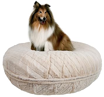 Bessie and Barnie Signature Natural Beauty Extra Plush Faux Fur Bagel Pet/Dog Bed (Multiple Sizes)