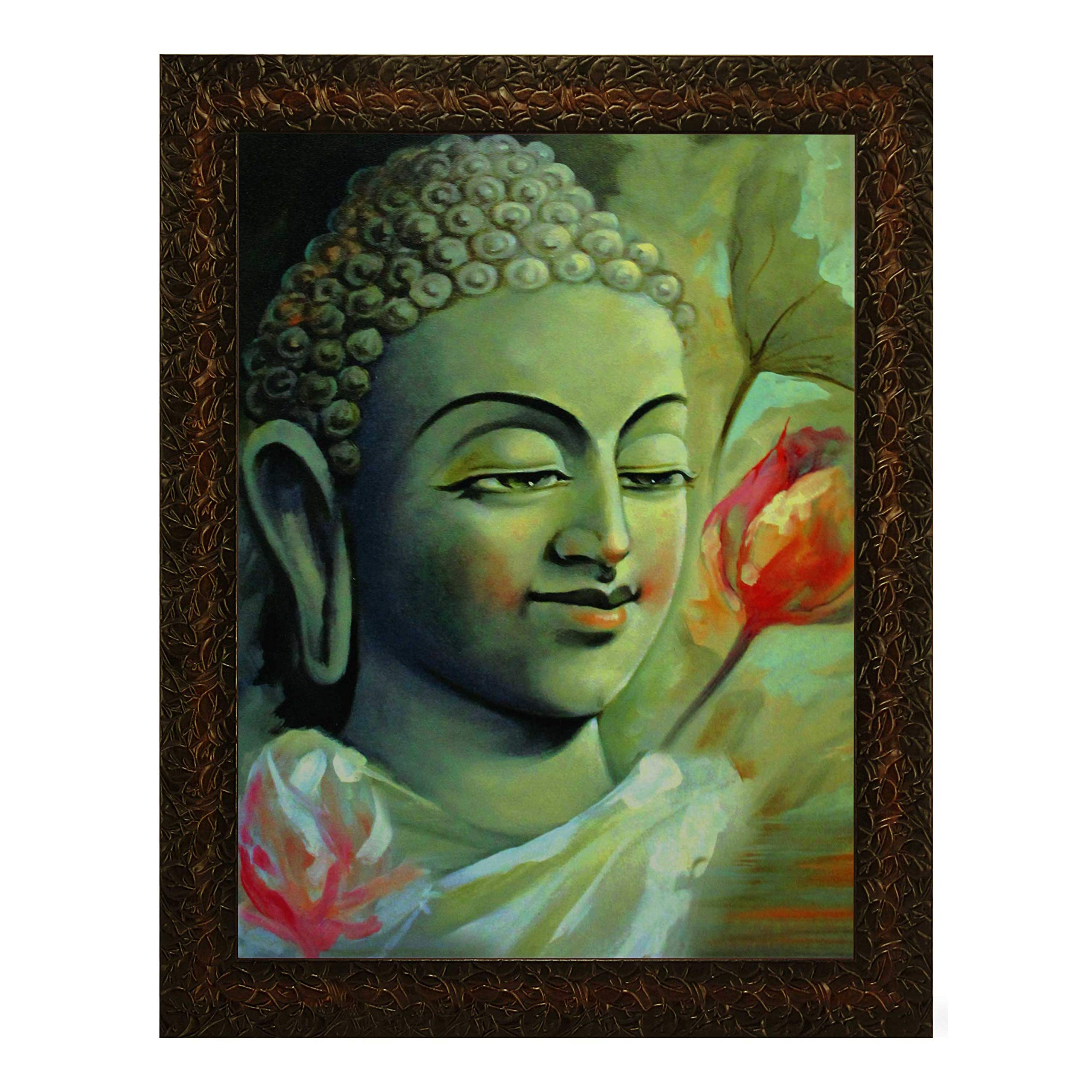 Amazon.co.jp: Indianara Gautama ブッダ絵画 - 合成木材、27x30.5x1cm
