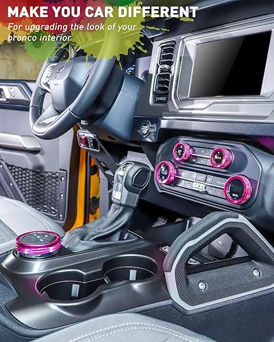 Miniatura 9 de Savadicar CKT01 Billet - Juego de molduras de perilla de control de aluminio, faros4WDHVAC, biseles de anillo de perilla de control climático,