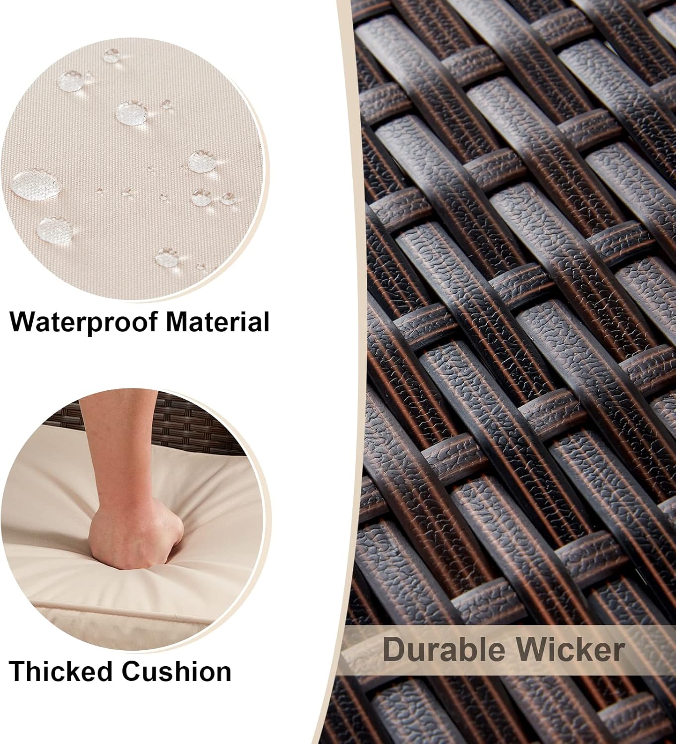 DNYKER 5 Pieces Patio Dining Set Outdoor Patio Furniture Rattan Chairs and Glass Table with Cushioned Seating Conversation Set for Small Spaces… : Patio, Lawn & Garden