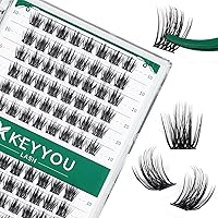 Vista 19 de Kit de racimos de pestañas KEYYOU Natural Wispy Kit de extensión de pestañas DIY 144 piezas Extensiones de pestañas en racimo con cepillo de rímel