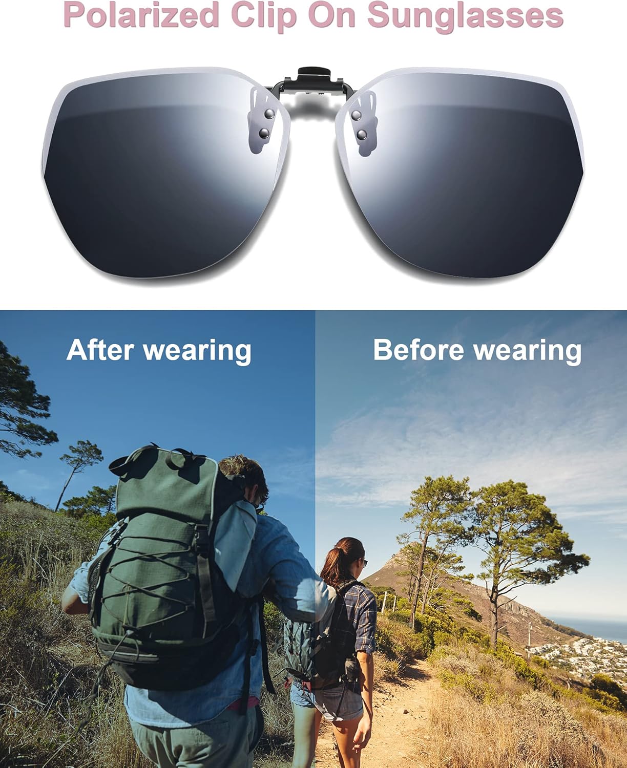 Frienda 3 Pairs Polarized Clip on Sunglasses Rimless Anti Glare Flip up Sunglasses for Women Man - Image 5