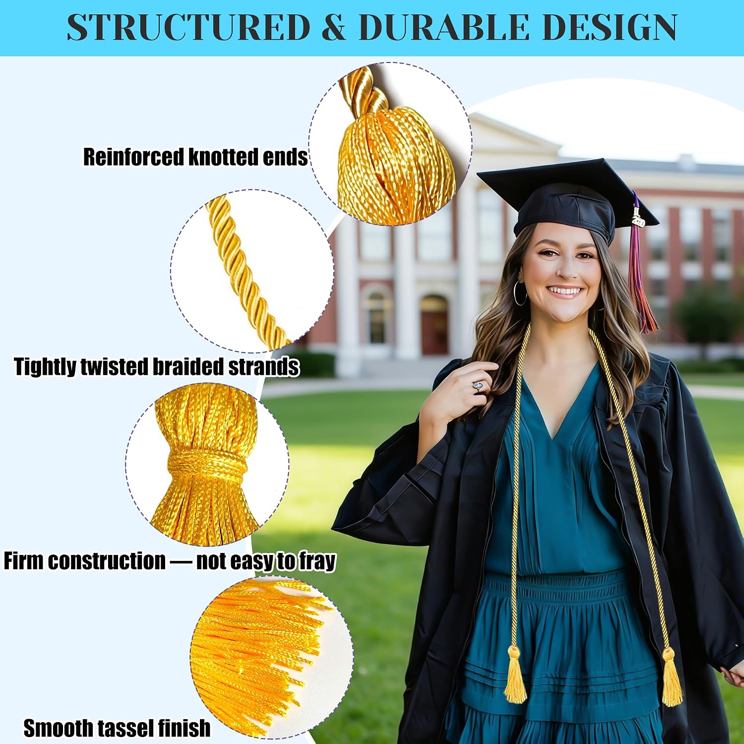 Red Graduation Honor Cord - 67 Inch Red Yarn Honor Cords with Tassel for Gown Grad Decoration - Braided Gown Accessory for College Graduates Doctor Grad Ceremony