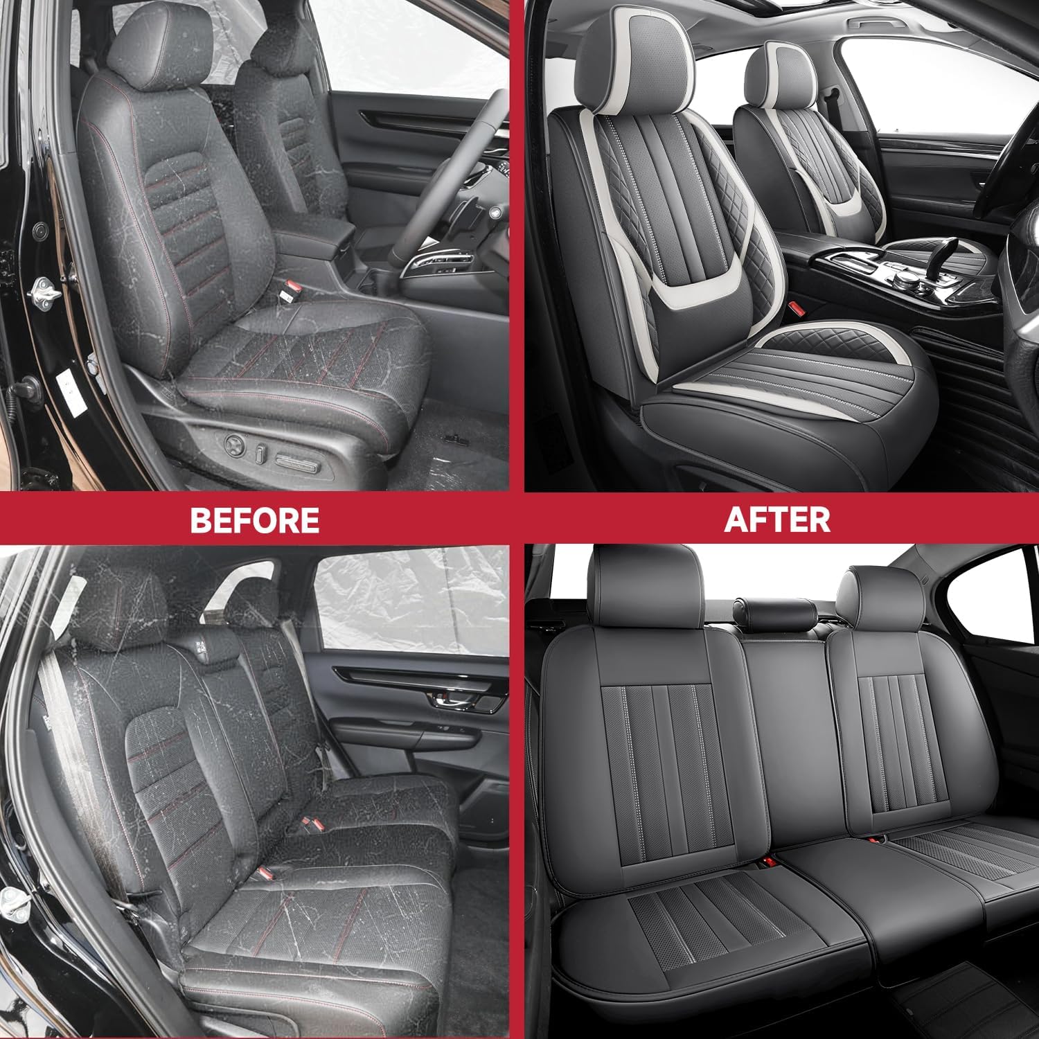 Car Seat Covers for Toyota Highlander 2006-2024 2025,Luxury Nappa Leather Car Seat Cover Full Set Waterproof Breathable Comfort Vehicle Cushion Durable Car 5-Seats Covers Protector (Gray)