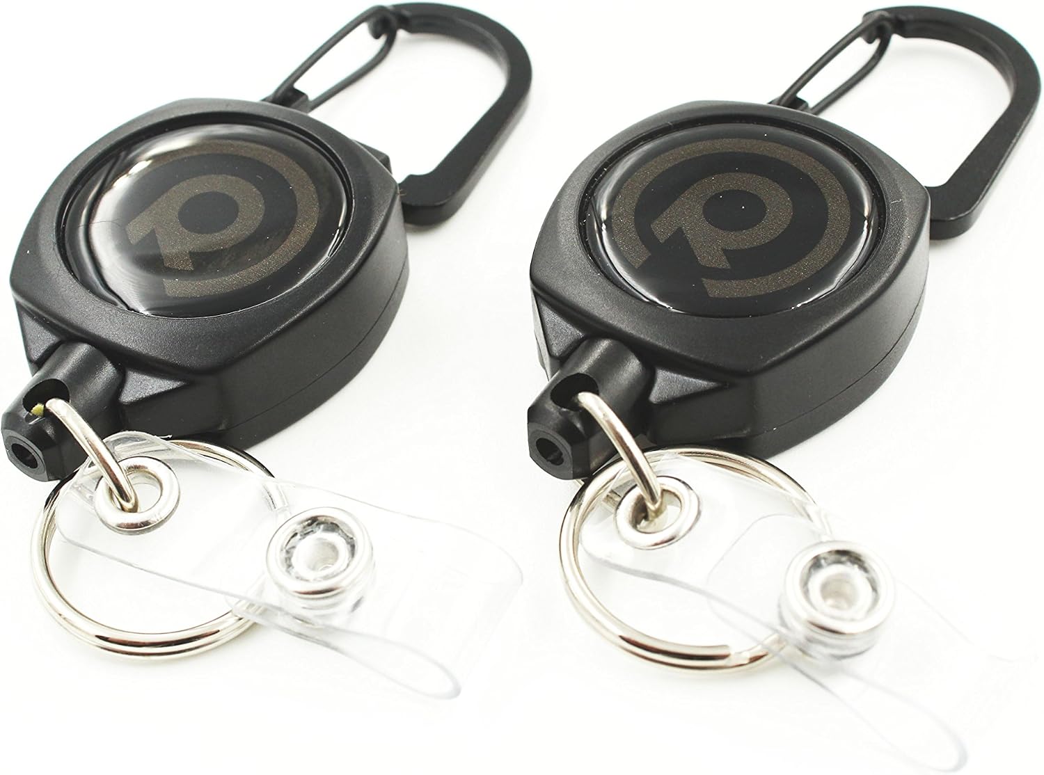 Rel Amigo Heavy Duty Retractable ID Badge Holder and Key Reel with Kevlar Cord and Carabiner (2 Pack)