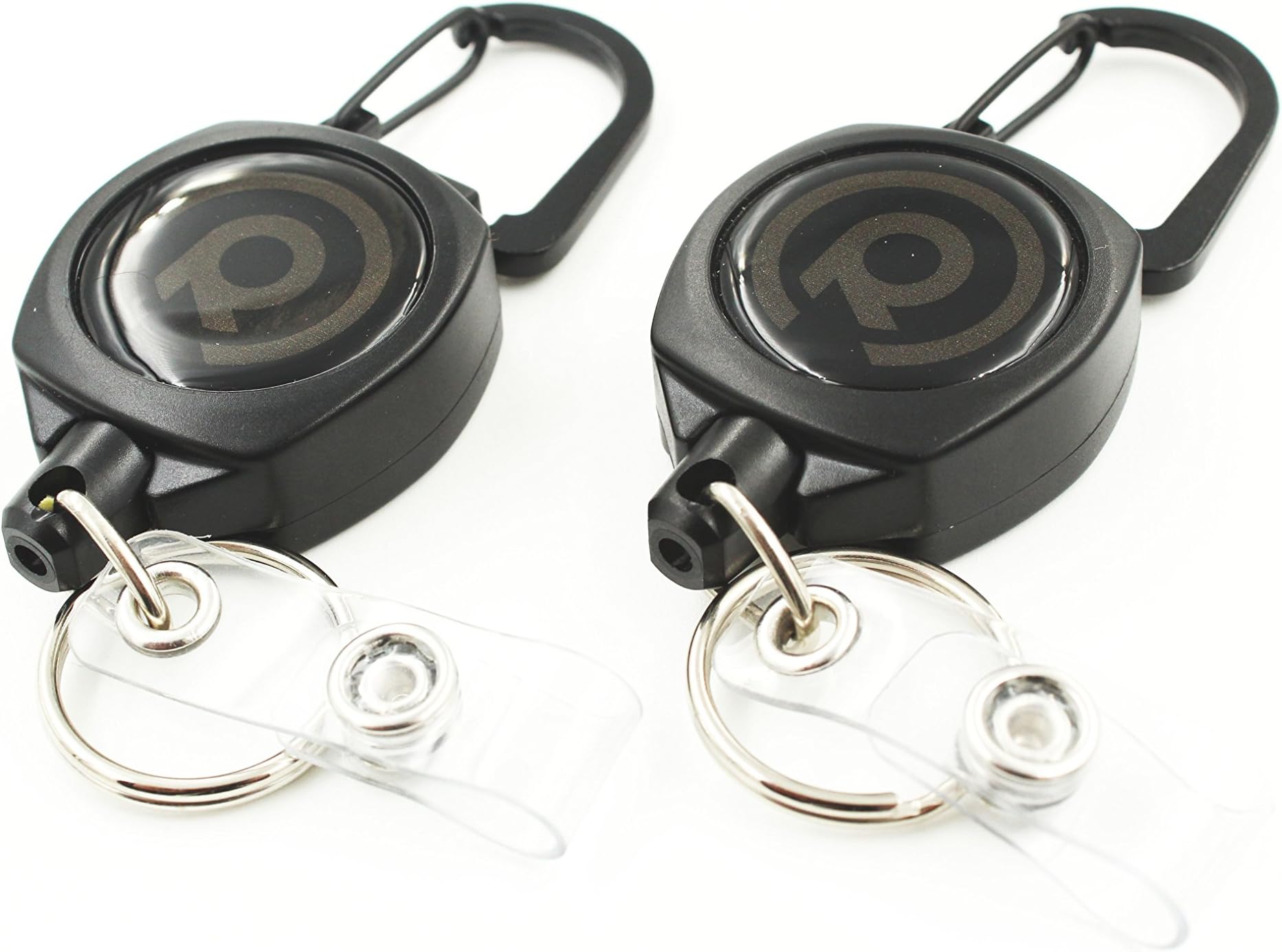 Rel Amigo Heavy Duty Retractable ID Badge Holder and Key Reel with Kevlar Cord and Carabiner (2 Pack)