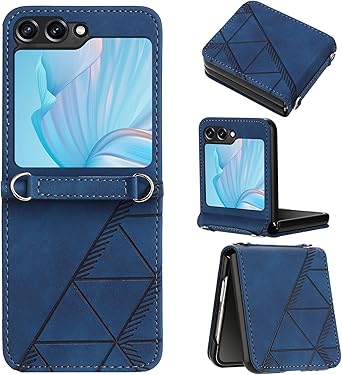 Flip Case for Samsung Z Flip 6 Faux Leather Wallet Holster with Cards Holder Kickstand Magnetic Closure Shockproof Folio Protect Cover for Samsung Galaxy Z Flip6. Blue YBS