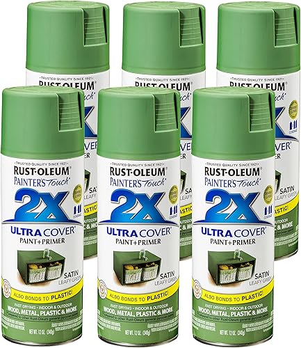 Rust-Oleum Painter's Touch 2X Ultra Cover 249072-6PK - Pintura en aerosol, 12 oz, verde satinado (Satin Leafy Green), paquete de 6 unidades