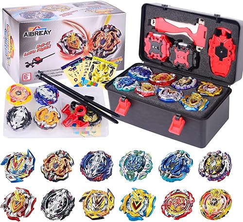 Miniatura 1 de Bey Battling Top Burst Gyro Toy Set 12 Spinning Tops 3 Launchers 1 Grip Toy Blade Combat Battling Game con caja de almacenamiento portátil, regalo