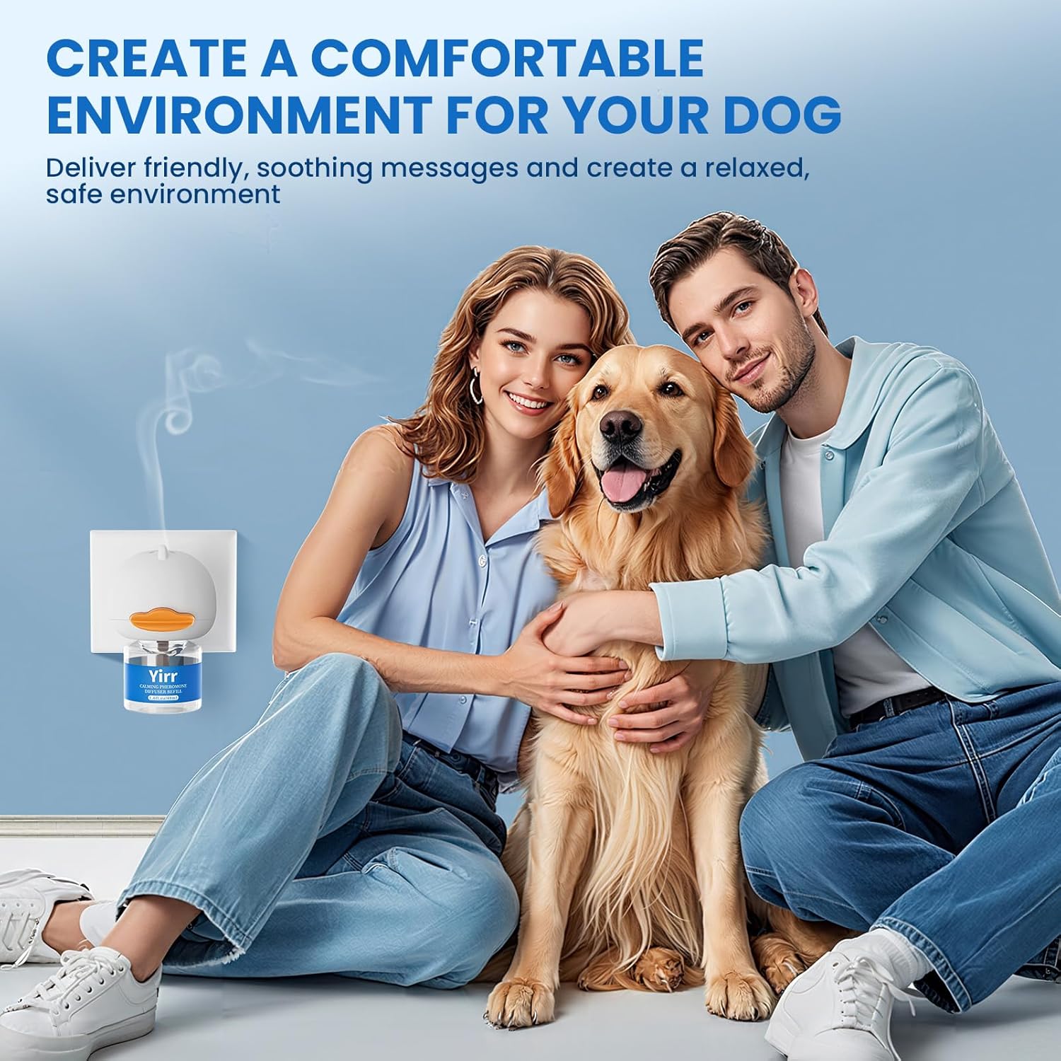 Dog Calming Diffuser, 8 in 1 Dog Pheromones Calming Diffuser, Relaxing Pheromone for Dogs Relief Stress Anxiety Reduce Aggression Barking, Help Train Dog to Pee, 2 Diffuser 6 Refill(48ml)
