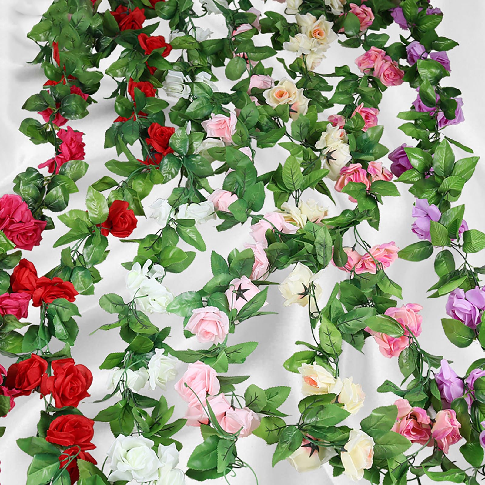 Rosa artificiale da appendere alla parete, fiore di seta, decorazione per matrimoni, ciliegie, fiori finti da soffitto, pianta rampicante