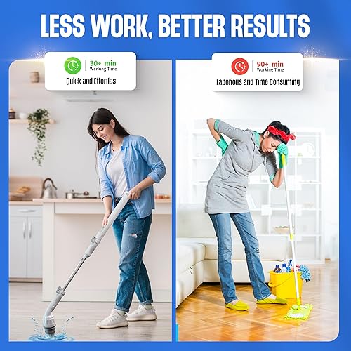 Miniatura 2 de Scrubtastic - Limpiador eléctrico giratorio, limpiador de ducha con mango largo para limpieza, limpiador eléctrico para limpieza de baño, limpiador