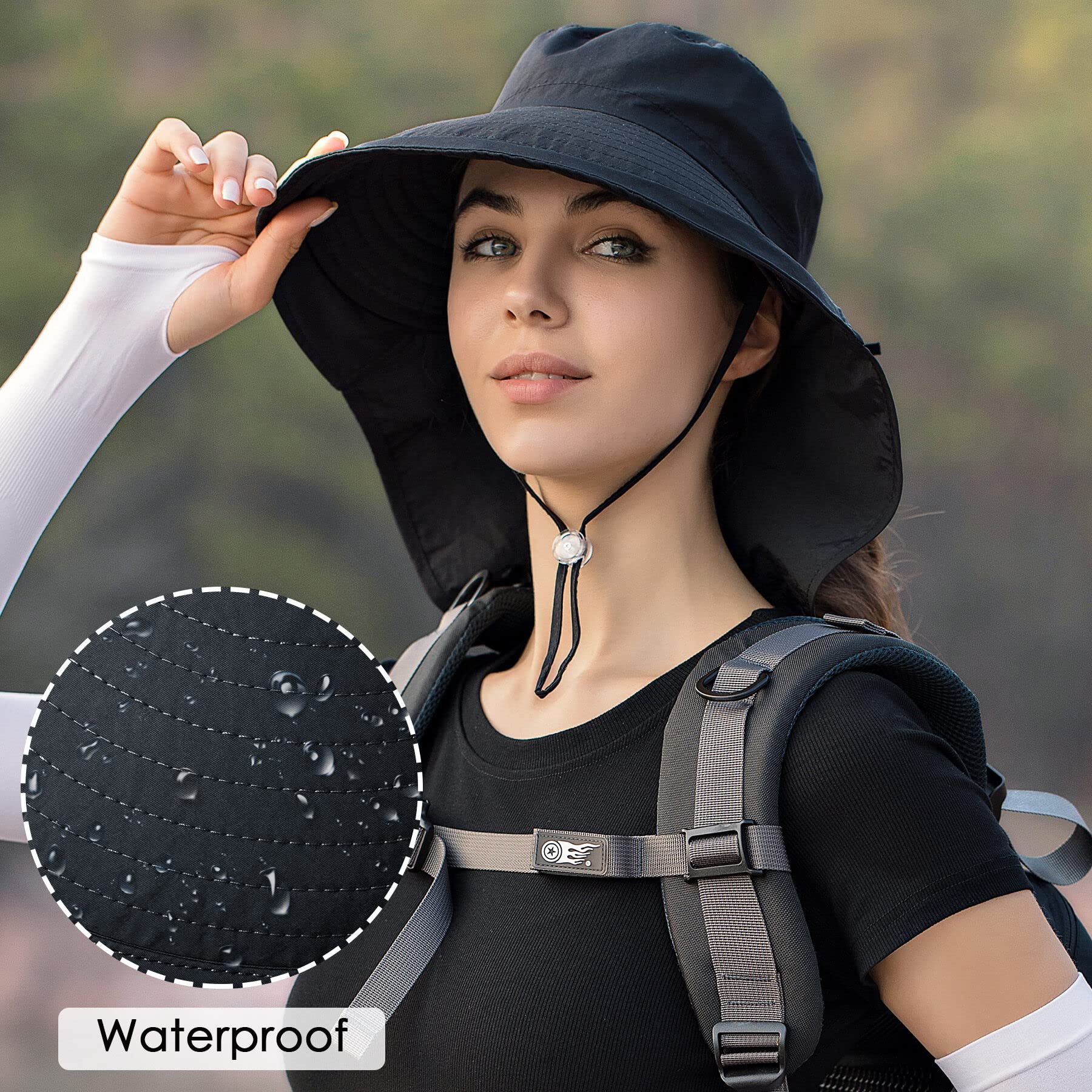 AIEOE Chapeau de Soleil à Large Bord pour Femme Protection UV Casquette avec Trou Queue De Cheval Randonnée Cyclisme Montagne Voyage