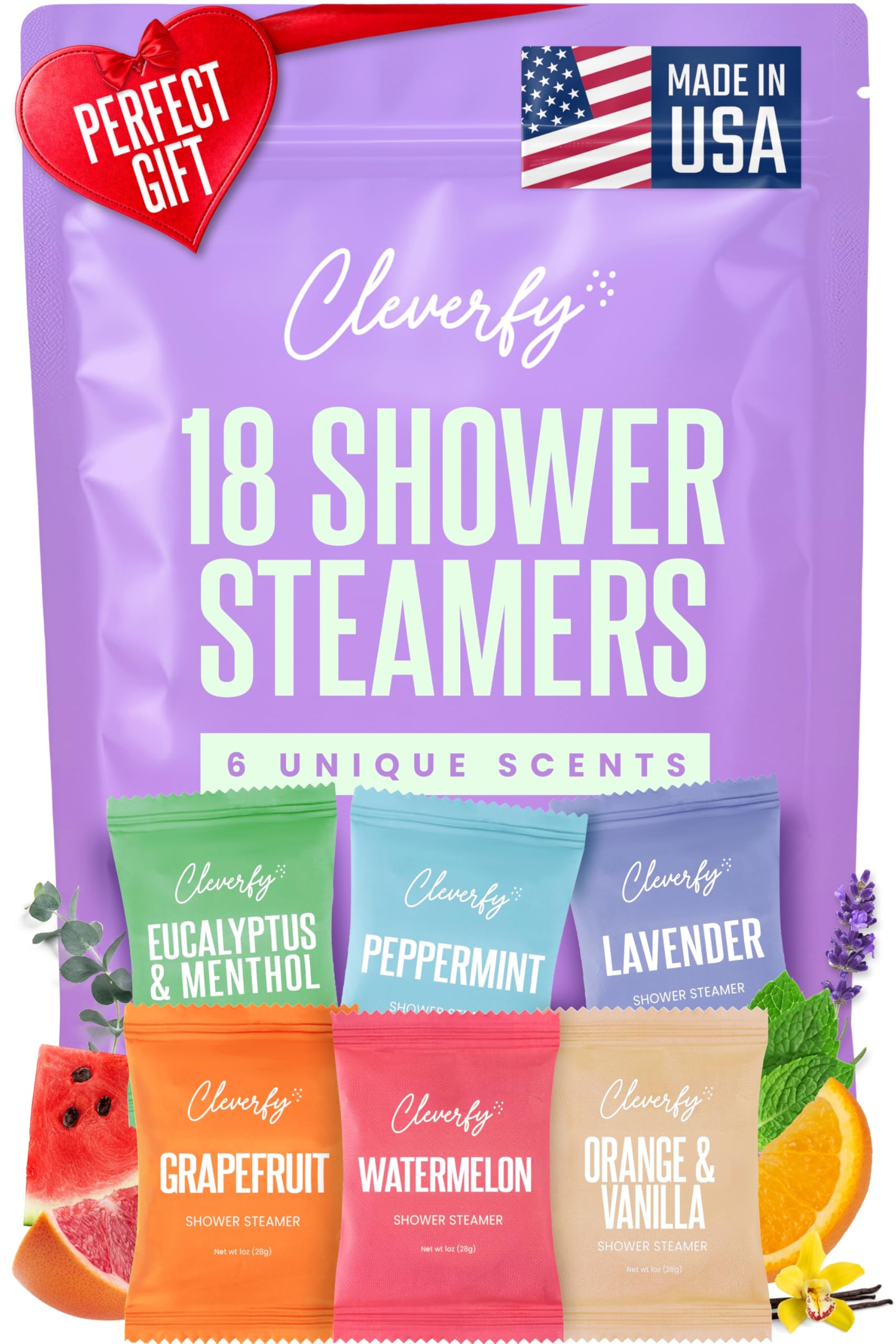 Cleverfy Shower Steamers Aromatherapy - Valentines Day Gifts for Her, Him, Women, Daughter, Mom, Girlfriend, Wife, Teen Girls and Boys - Valentines Gifts for Her, Him, Women and Men - 18 Tablets