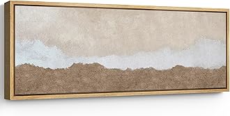 SIGNFORD Large Framed Canvas Print Wall Art Subtle Horizon Earthy Tones Landscape Illustrations Modern Art Calm Warm for Living Room, Bedroom, Office - 60"x20"