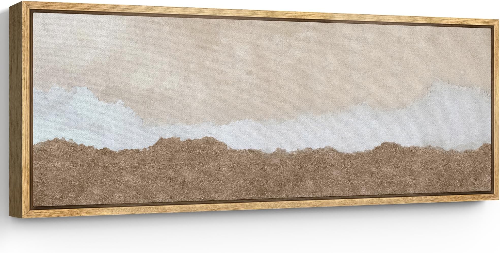 SIGNFORD Large Framed Canvas Print Wall Art Subtle Horizon Earthy Tones Landscape Illustrations Modern Art Calm Warm for Living Room, Bedroom, Office - 60"x20"