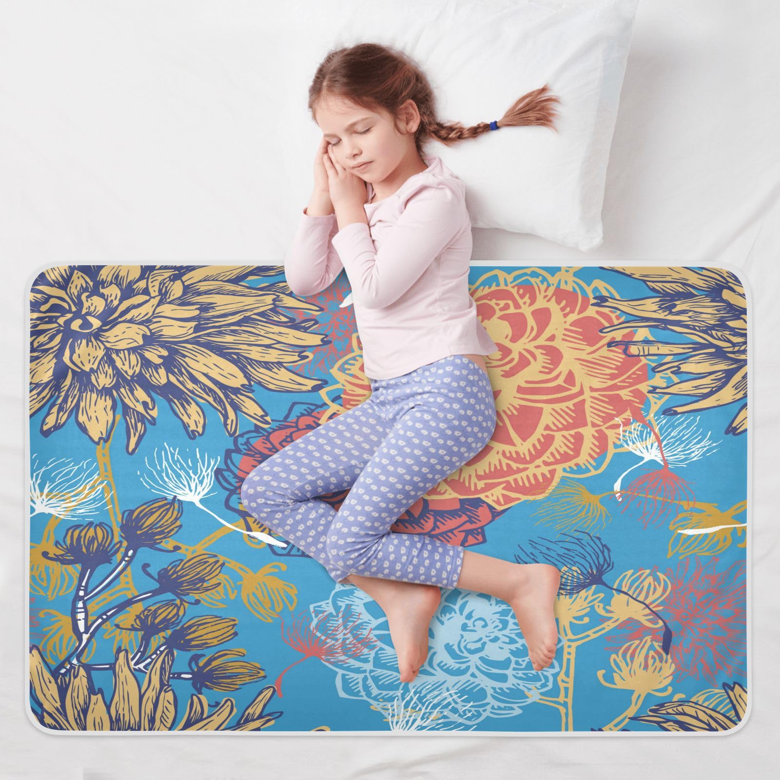 susiyo Vintage Floral Dark Bed Pads for Incontinence Mattress Protector Anti-Slip Waterproof Pads (56