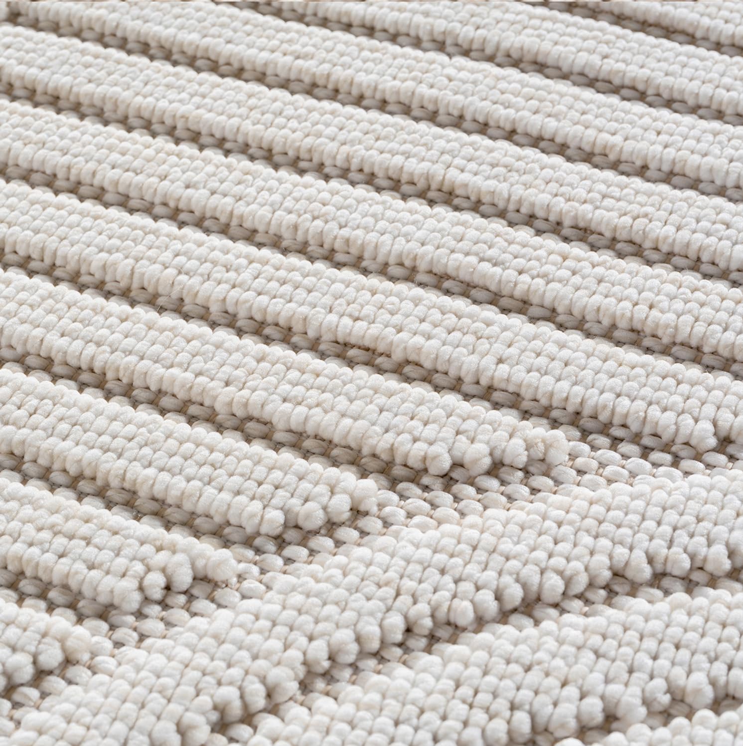 HomebyHome Tapis Rond 200 cm Crème Design Bohème Bouclé Boucles Style Scandinave Moderne Doux Résistant Facile à Nettoyer Grand Tapis pour Salon Salle à Manger Chambre