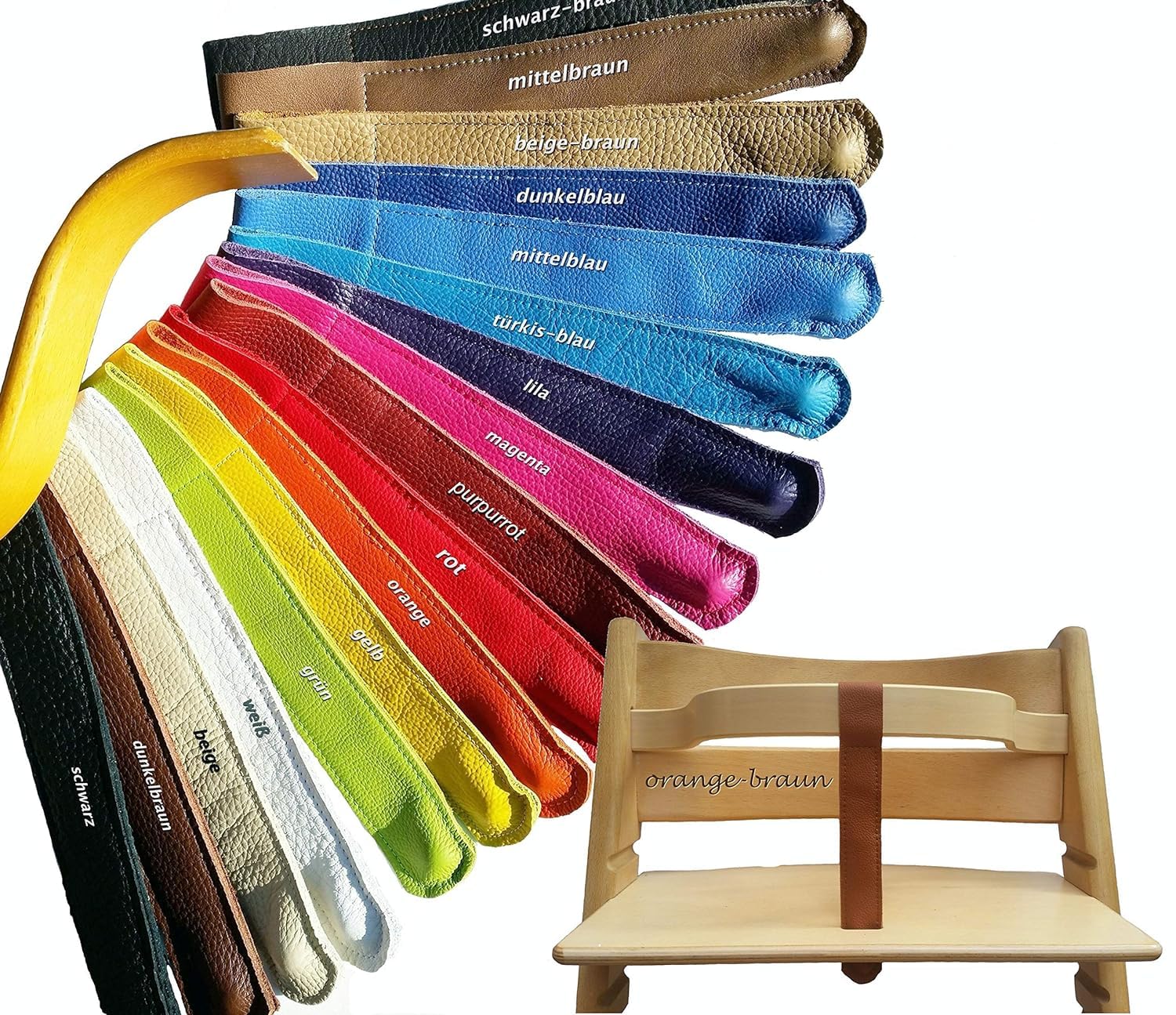 KidProof ROSA Öko ECHT Lederriemen für Hochstuhl kompatibel zu Stokke Tripp Trapp Schrittgurt Riemen für Holzbügel (Rosa)