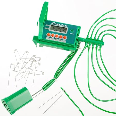 Ultranatura Bewässerungsanlage, automatisch und einfach per LCD-Anzeige zu bedienen / automatische Bewässerung für bis zu 10 Zimmerpflanzen mit Wasserpumpe, ideal als Urlaubsbewässerungssystem