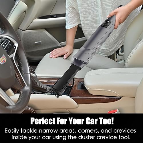 Miniatura 6 de Aspiradora de mano inalámbrica, ligera de 1.4 libras con potente succión, base de carga, recipiente de polvo vacío y desmontable de un solo toque