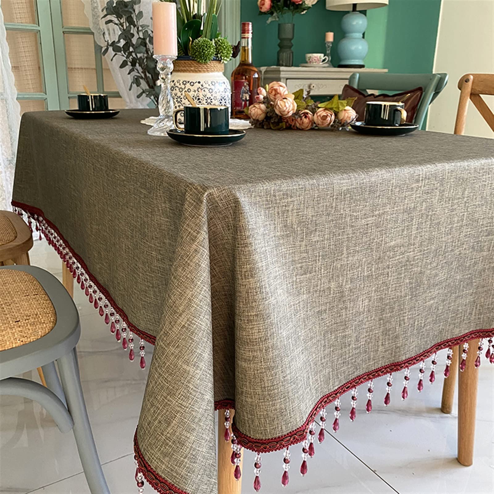 QBYRSSS Transparent Plastic Tablecloth Lace tablecloth Table Cloth Wipeable PVC Tablecloth Waterproof Wipe Clean Plastic Vinyl Cover Protector Square for Outdoor Picnic Party, 4 colors(A,145X145cm)