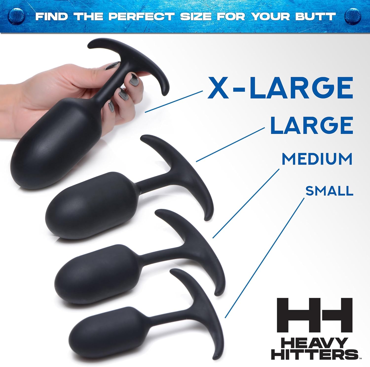 Heavy Hitters Premium Silicone Weighted Anal Plug - Extra Large, Black