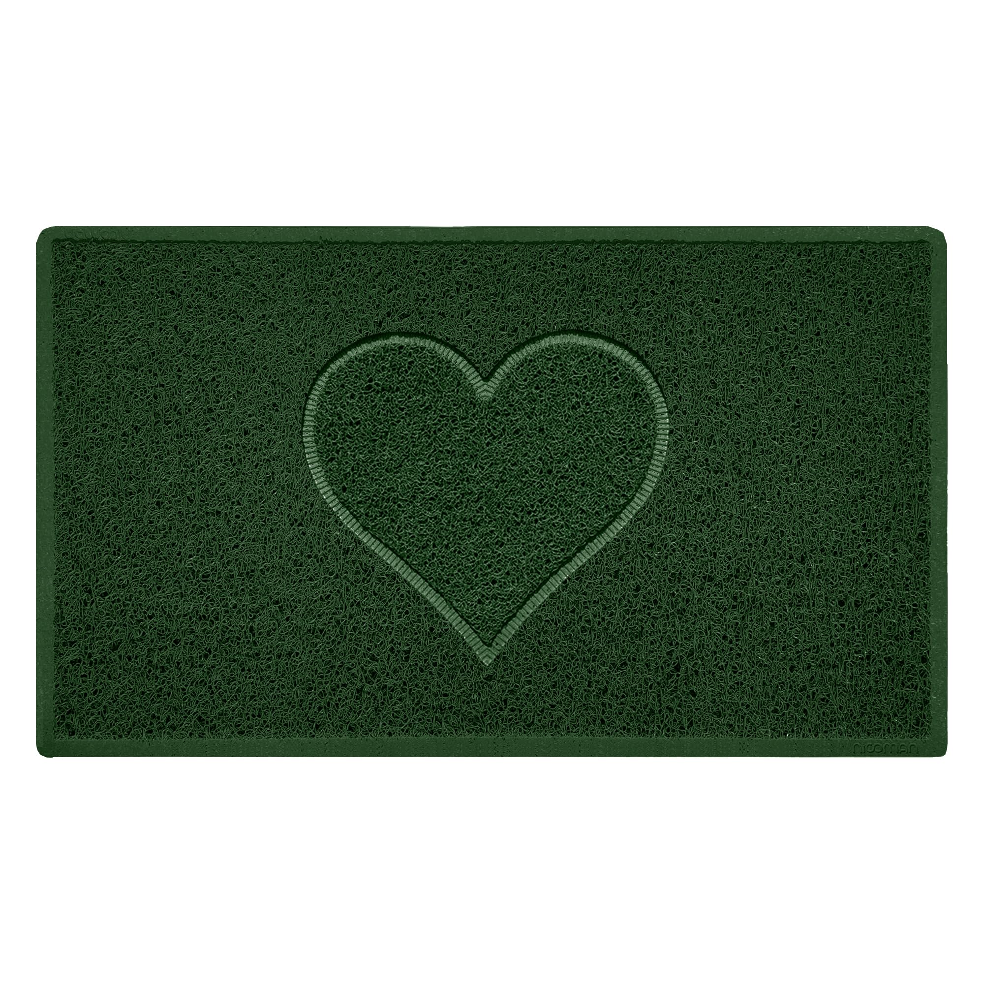 Nicoman Green Heart Shape Embossed Entrance Door Mat Non Slip Dirt Trapper Pvc Spaghetti Mat With Rubber Base, Jet Washable Quick Drying Doormat Indoor Or Outdoor - (Medium, 75 X 44Cm)