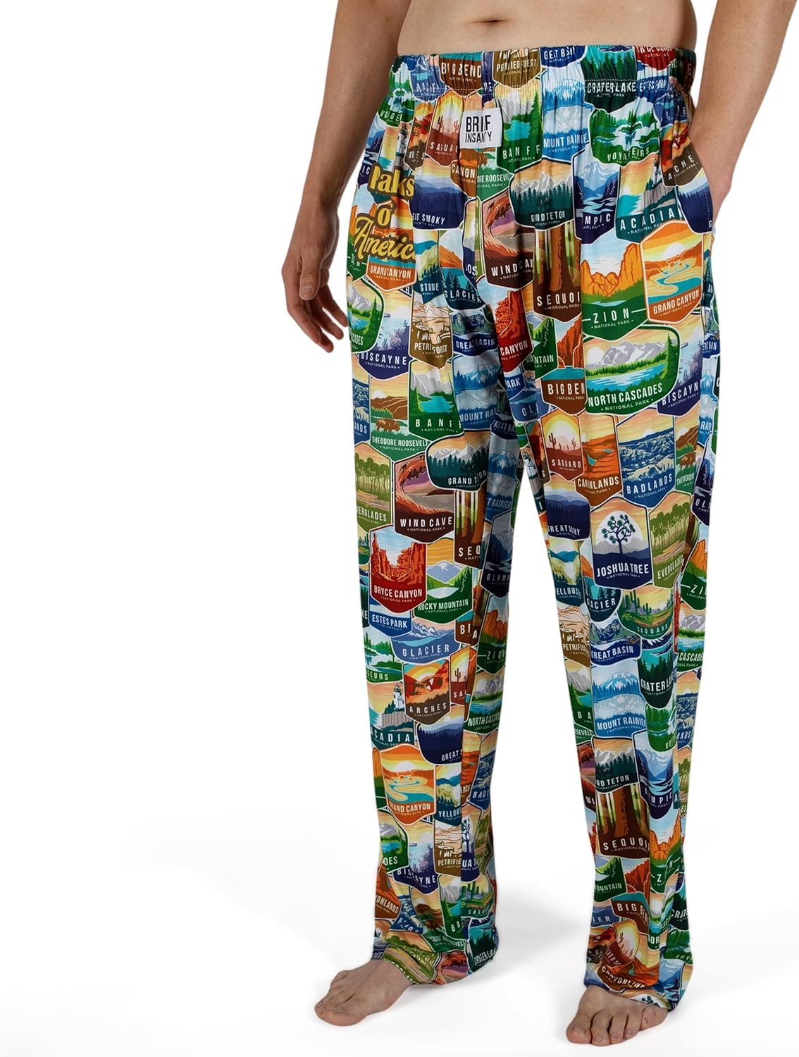 BRIEF INSANITY Lounge Pajama Pants for Men and Women| Parks of America Camping Souvenier Print Bottoms - Comfy, Ultra Soft, Novelty Unisex Loungewear (Parks of America Pants, XX-Large) - Image 3