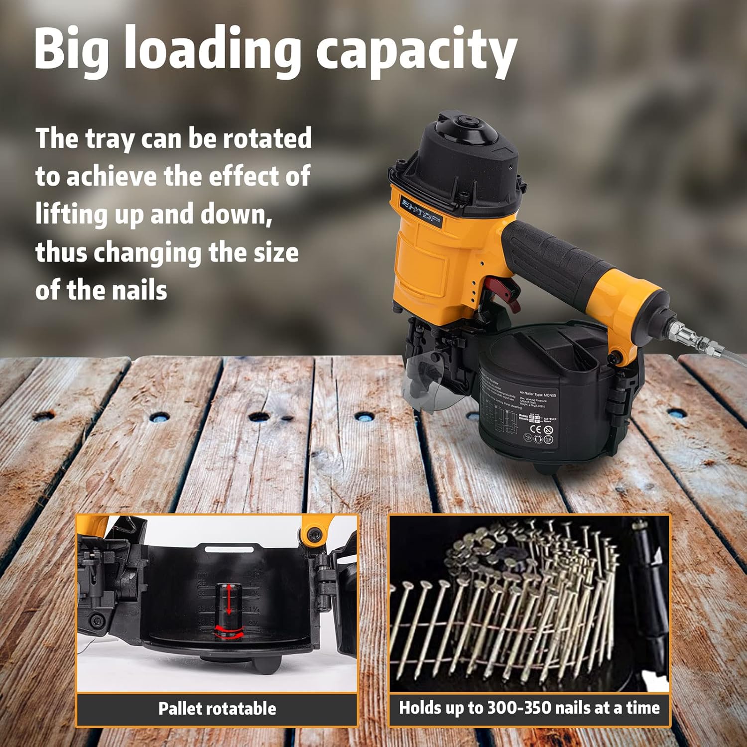 Buy BHTOP CN55N Pneumatic Nail Gun,15 Degree Professional Coil Nailer