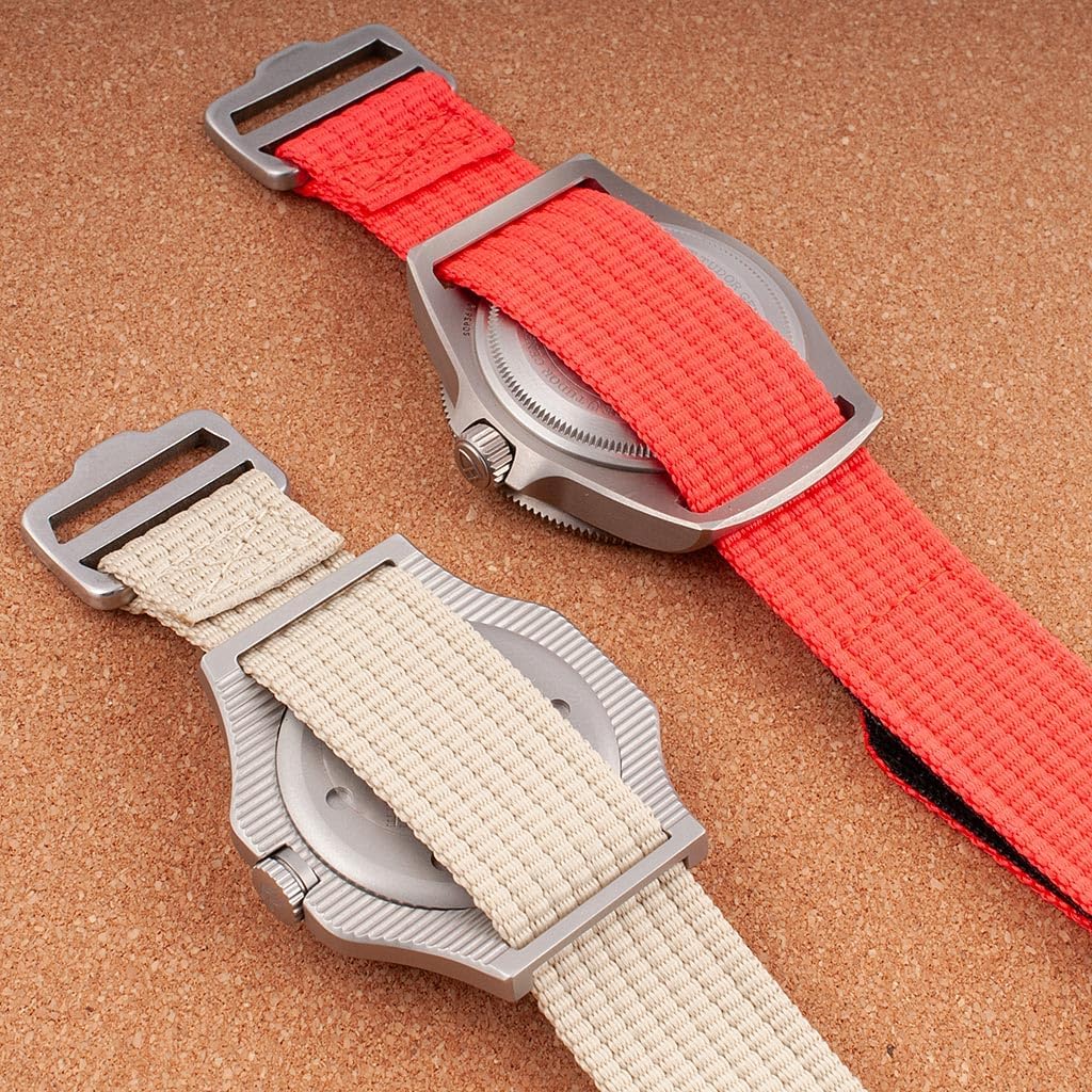 StrapHabit Hook and Loop Single Pass Through Watch Strap - Nylon Band for men and women 20mm 22mm