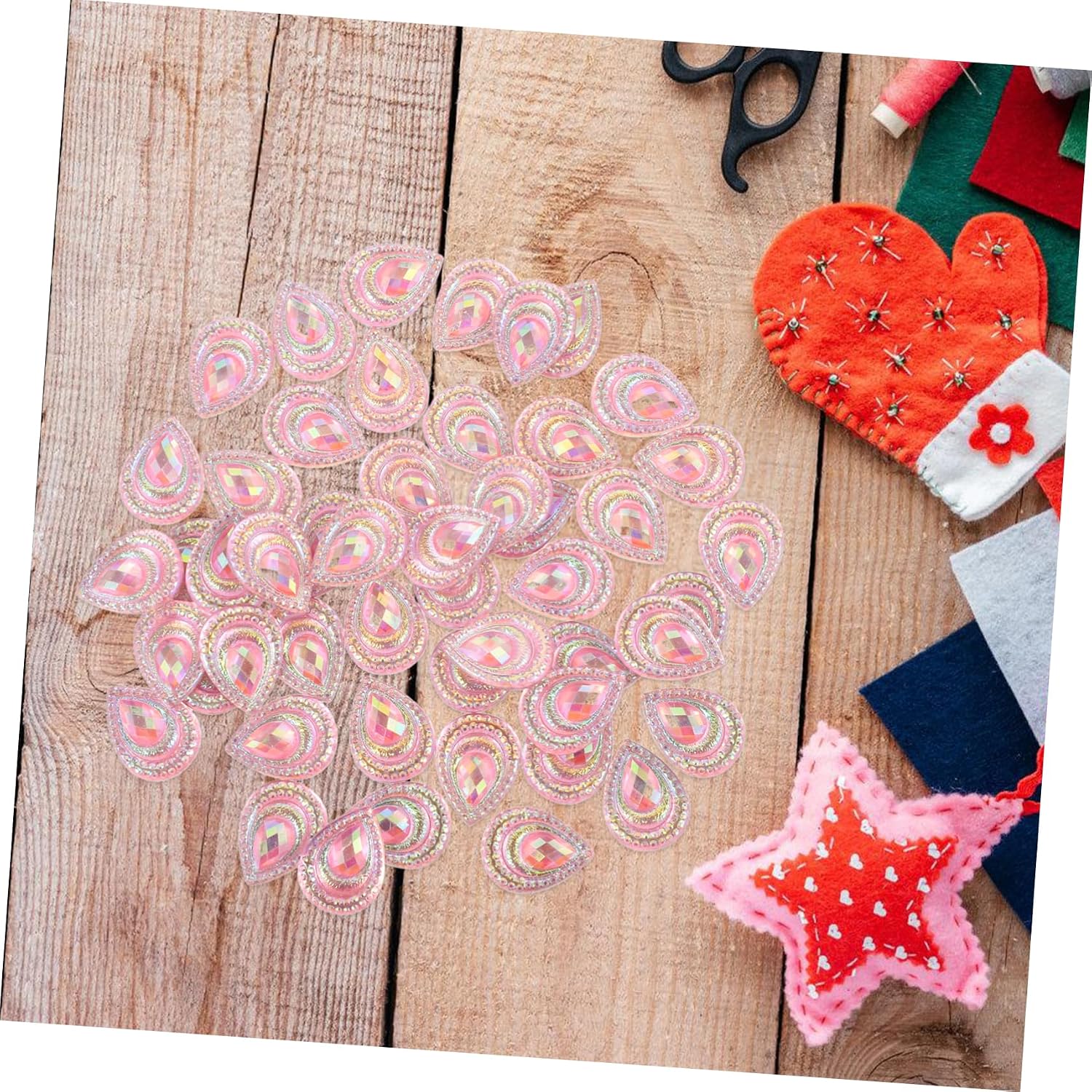 50pcs Flatback Rhinestones Waterdrop Shape Craft Accessories for Projects Sparkly Gems for Cell Phone Cases Greeting Cards and Jewelry Making