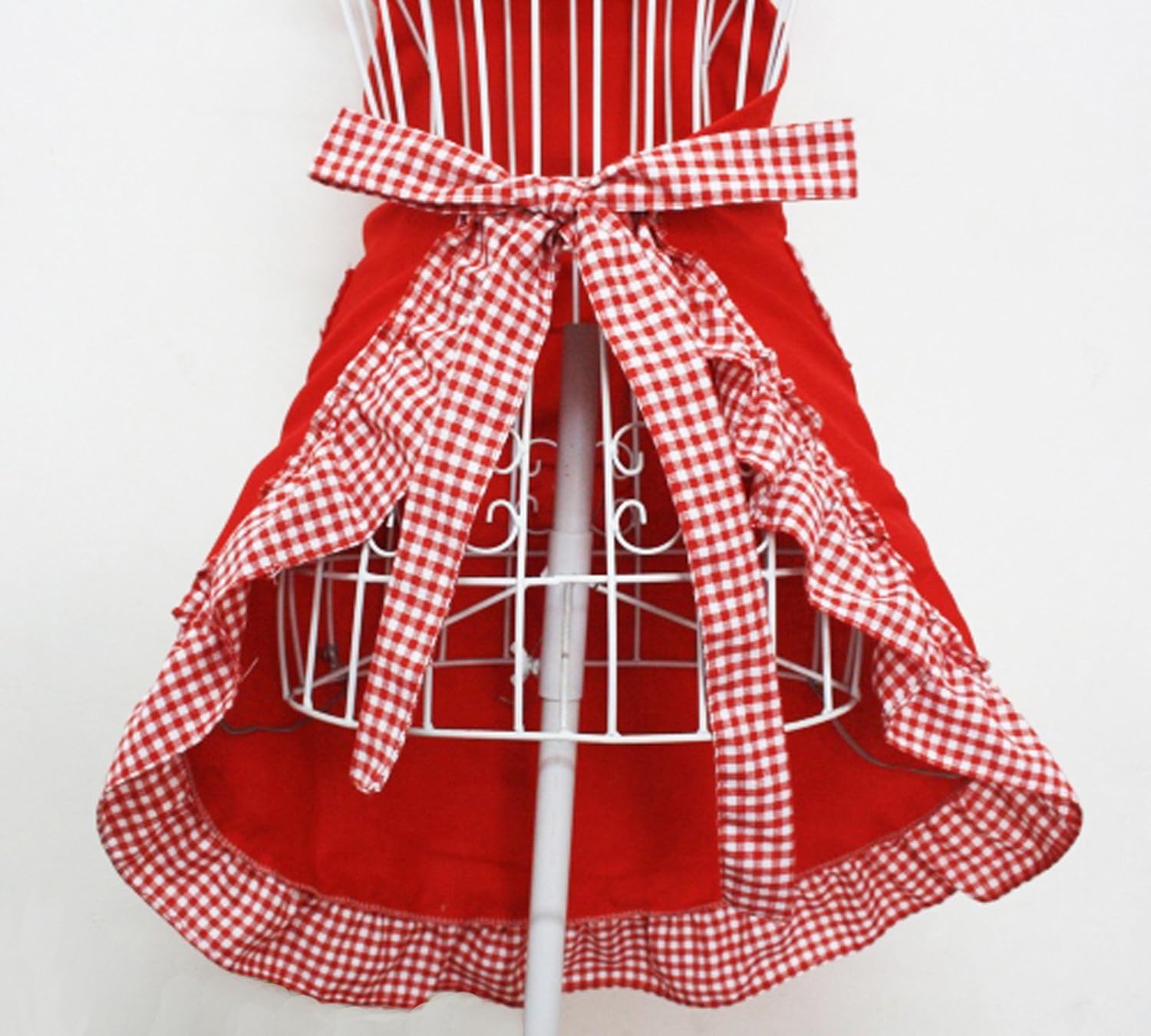 Hyzrz Cute Fashion Cotton Red Aprons for Women Girls Vintage Cooking Retro Apron with Pockets for Mother's day Gift - Image 4