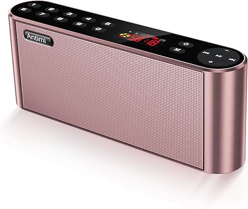 Antimi Altavoz Bluetooth, reproductor de radio FM, reproductor de MP3 estéreo portátil inalámbrico con sonido HD, micrófono integrado, audio de alta