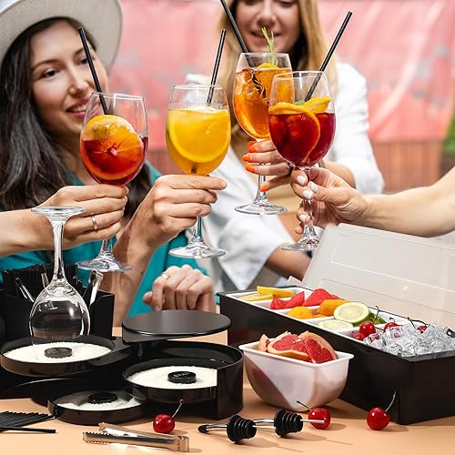 Miniatura 8 de Bartending Supplies - Bandeja de decoración de tapete de barra de 18 x 12 pulgadas con tapa, barra de 3 niveles, borde de vidrio, 2 botellas de