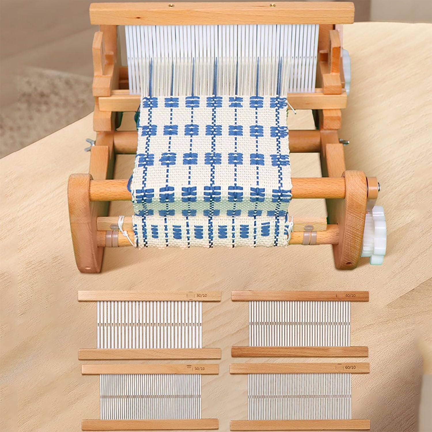 Macchina per tessitura a maglia fai da te, kit per la casa con pettine e bobina, larghezza massima 20 cm, densità regolabile per principianti, adulti, artisti artigianali