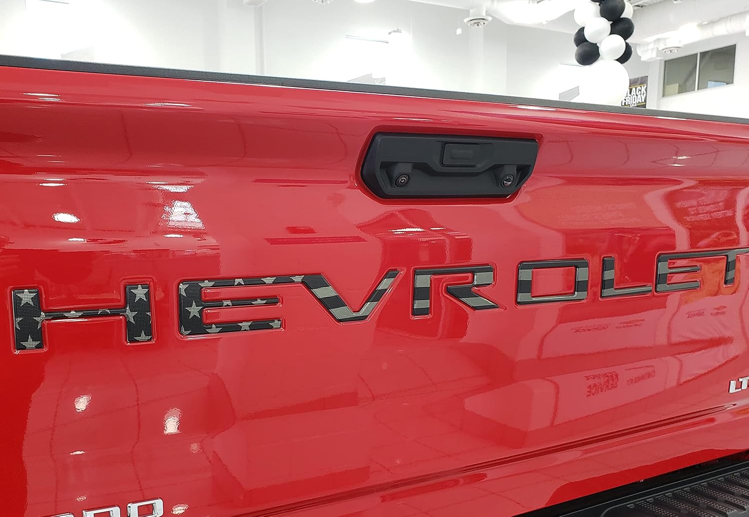 EyeCatcher Tailgate Insert Letters Compatible with 2019-2022 Chev Slverado (Pro Black USA Flag)
